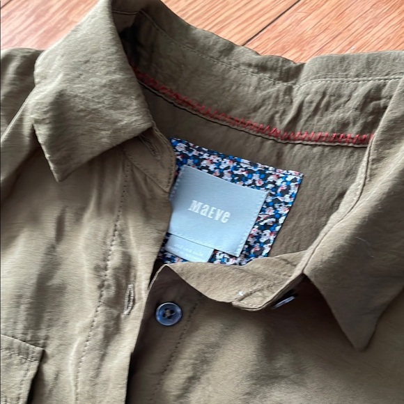 Maeve Olive Green Button-Up Maxi Dress Size 2 - Picture 2 of 9